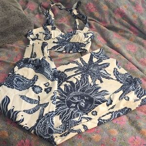 SHEIN Navy and Cream Sun and Moon Jumpsuit